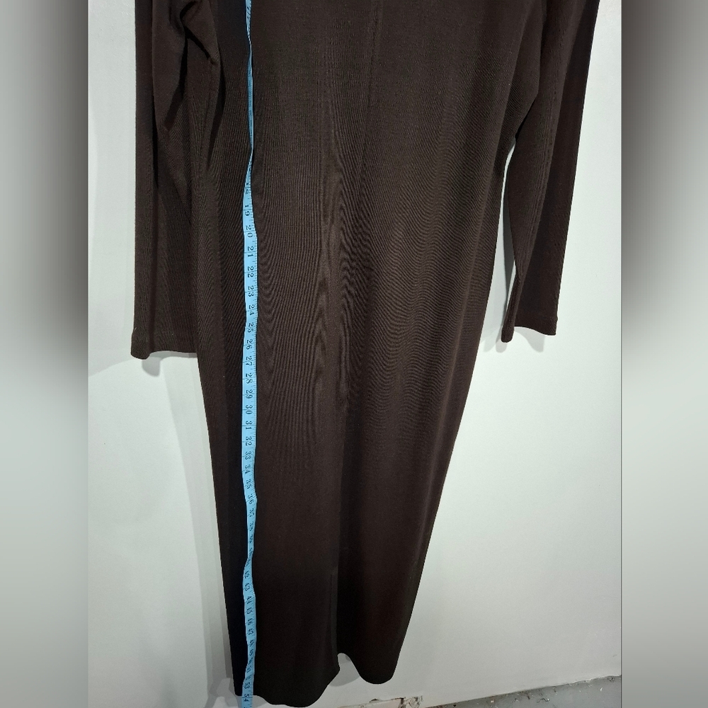 Maggy London XL Brown Wool Blend 2-Piece Knit Sweater Dress & Fringe Poncho Set - Picture 6 of 16